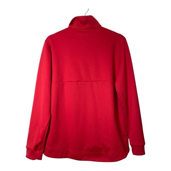 adidas Womens Red Pullover 1/4 zip Fleece lined Shirt FT3334 Size Large 1/2 Zip - Picture 2 of 6